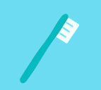 Cartoon illustration of toothbrush on a light blue background.